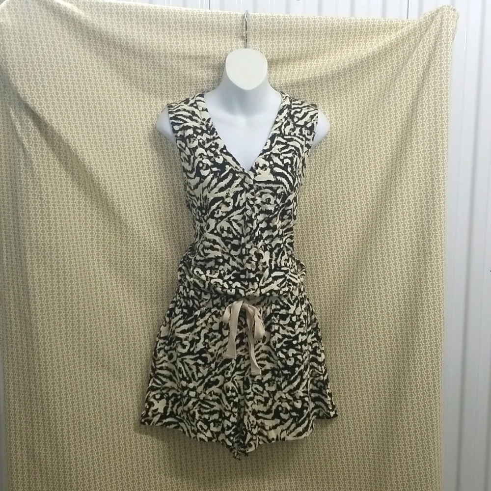 Lou&Grey Printed Black, Cream and Tan Romper